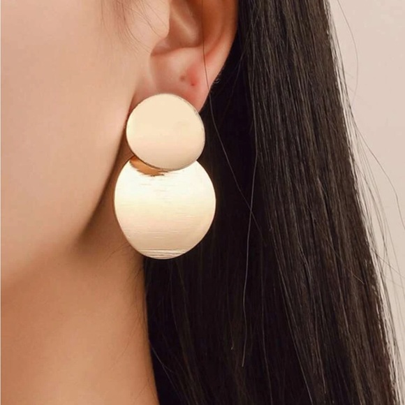 Jewelry - NWT Stainless Steel Round Gold Drop Earrings